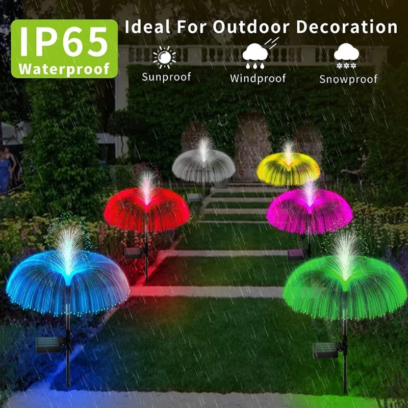 

Solar Powered Yards Lamp Jellyfish Shaped Outdoor Waterproof Garden Lamps for Garden Backyard Lawn Landscape Decorations