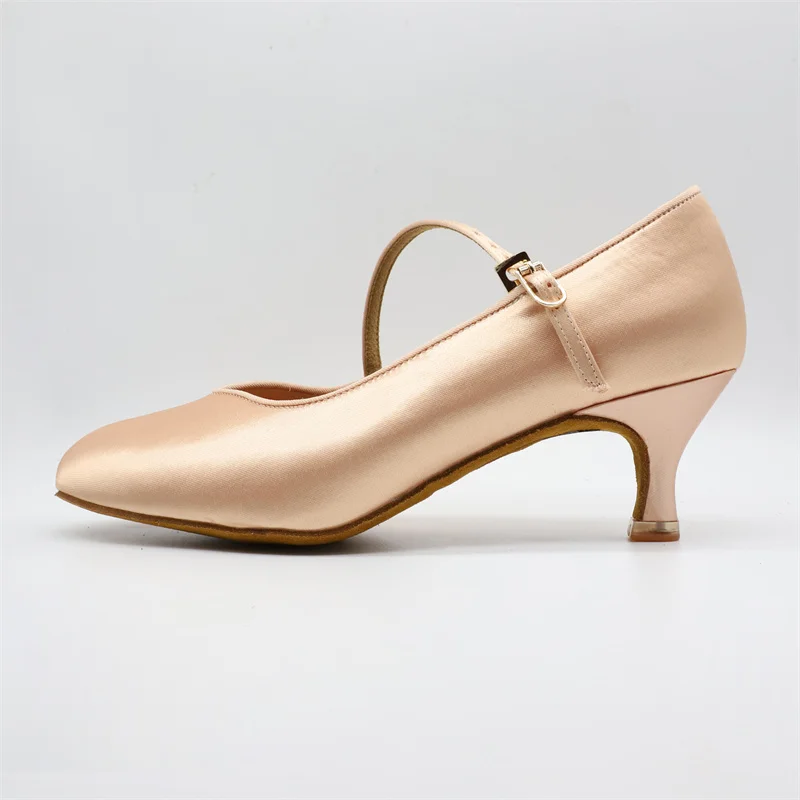 BD Dance Women Standard Shoes N138 Satin Soft Sole Genuine Leather Fresh Tan Satin High Heel Ladies Ballroom Dance Shoes