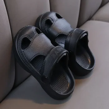 صنادل أطفال صيفية شباشب ناعمة مضادة للانزلاق مصنوعة من مادة EVA بلون سادة تصميم فتحة للأطفال على الشاطئ الرملي للأولاد والبنات أحذية أطفال 4