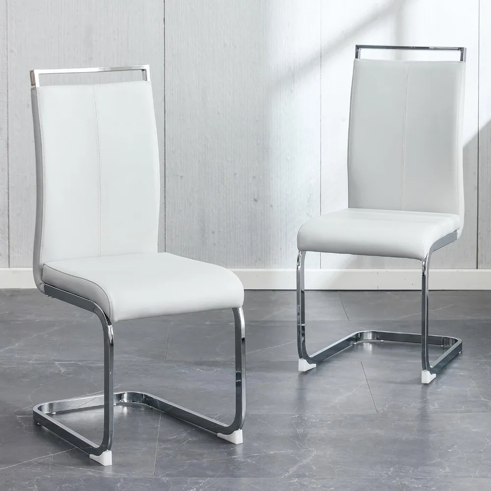 

Dining Chairs Set, Kitchen Modern Metal Chairs with Faux Leather Padded Seat High Back and Sturdy Chrome Legs,