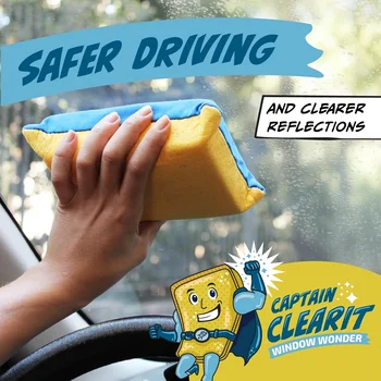1pc Clear Window Miracle - Large Super Absorbent Anti-Fog Sponge, Suitable for Cars, Mirrors, Glass Etc, Easy to Clean