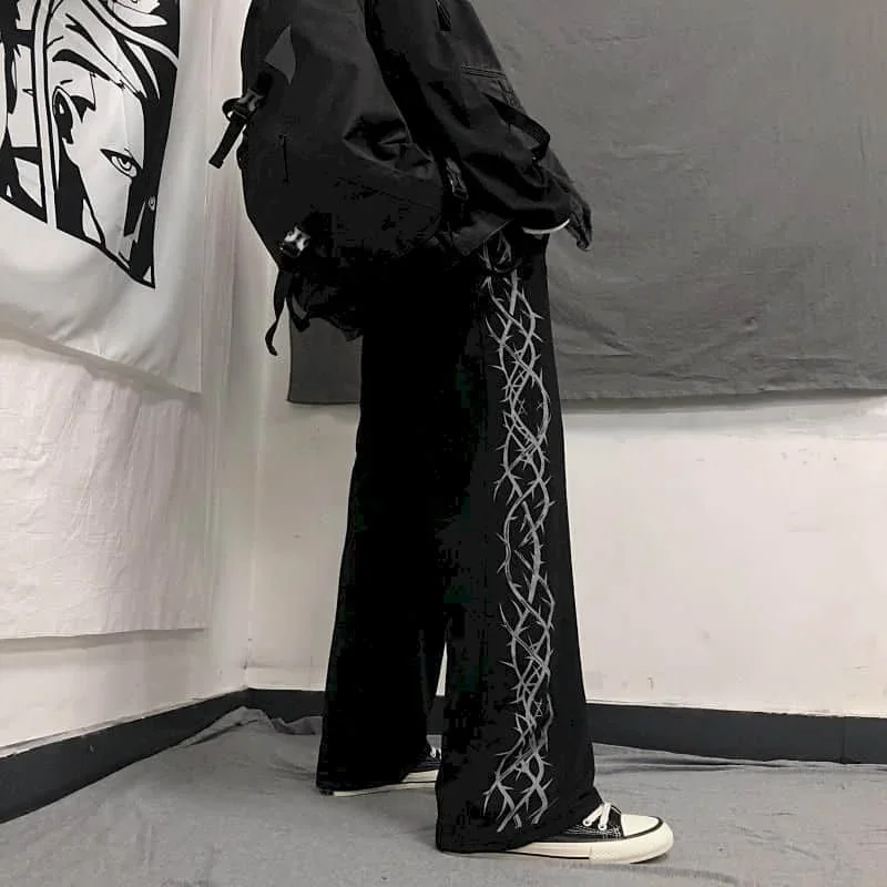 2024 Spring Autumn Goth Pants Women Wide Leg Streetwear High Waist Oversized Trousers Womans Straight Gothic Punk Pants E Girl