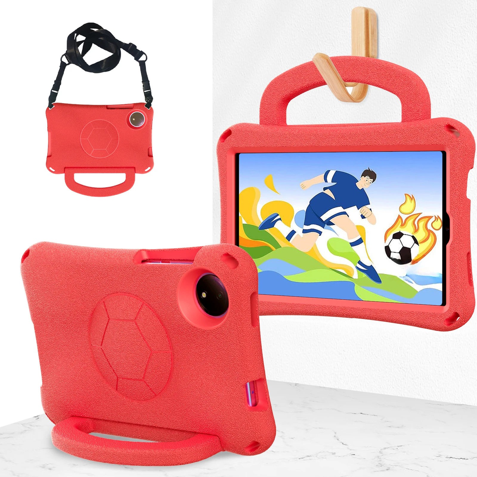 Durable EVA Football-Themed Tablet Stand Case, Rugged Protective Cover