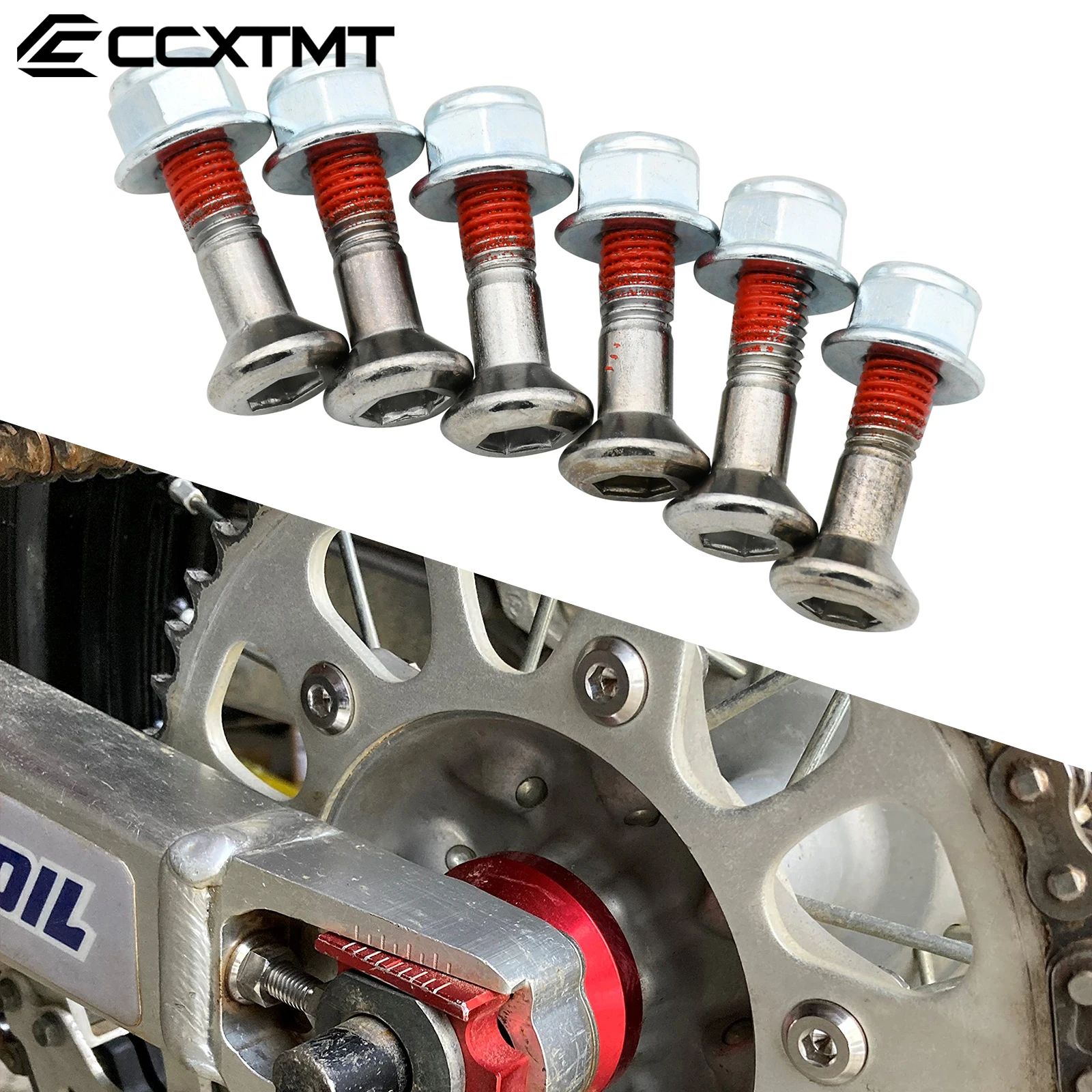 Motorcycle 6 Pcs M8*25mm Stainless Steel Rear Sprocket Bolt Screw And Washes For Honda CRF CRF250R CRF450R KTM Kawasaki Yamaha