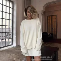 Autumn Solid Color O-neck Sweater Dress Sets Women's Clothing 2024 New Long Sleeves Fishion Style Loose Knitted Short Skirt Set - Image 3