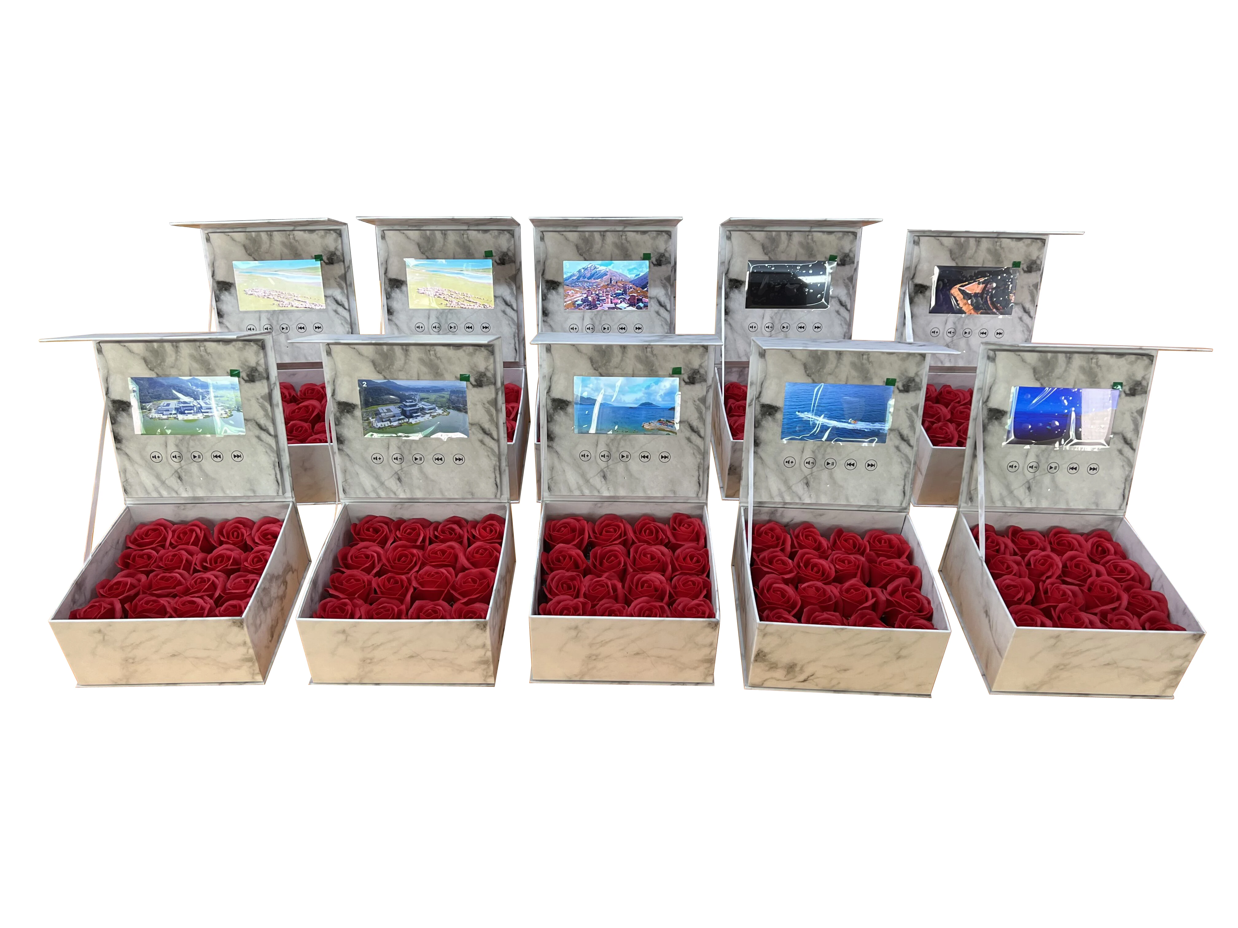 2023 Valentine Gift Video Rose Box with 5 Inch Lcd sCreen and 16 roses Embedded with Your Personal Video Flower Box