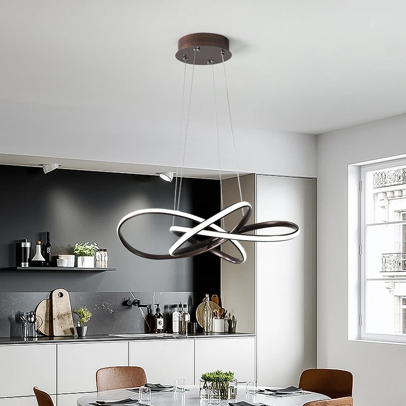 

Dining Room Pendant Lamps Modern Minimalist Nordic Bar Bedroom Home Net Red Dining Table Circular Led Hanging Light Decoracion