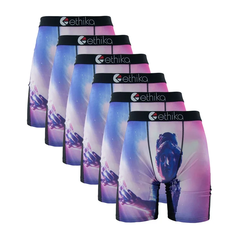 6Pcs ETHIKA Sexy Printed Men Underwear Boxer Hot Shorts Underpants Breathable Man Panties Lingeries Boxer Briefs XXXL Plus Size 4