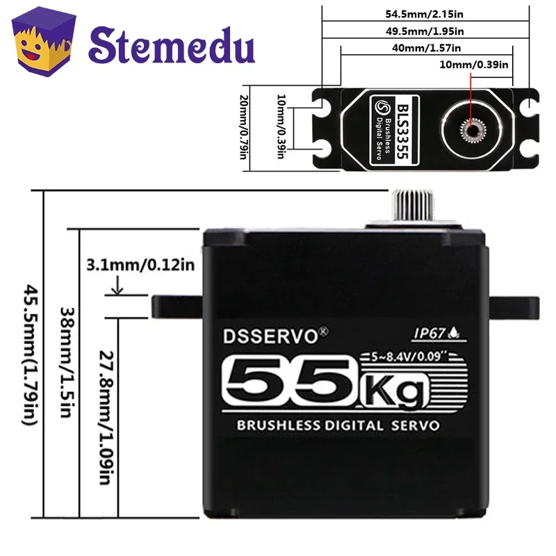 Dsservo BLS3355 55kg Waterproof 0.09Sec Full Body Metal Digital