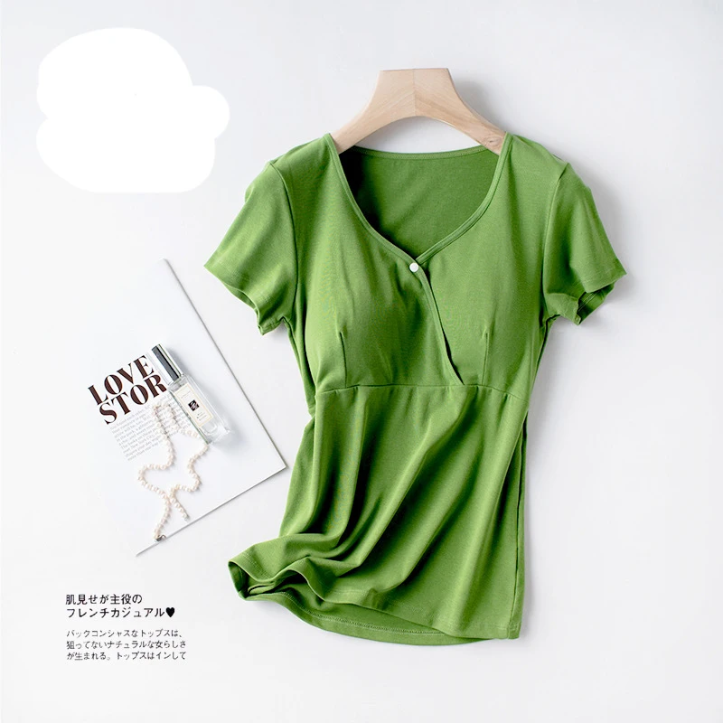 Summer Fashion Short Sleeve Breastfeeding T-shirt Pregnant Women Postpartum Mommy Outing Tops Maternity Mother Nursing Clothes 3
