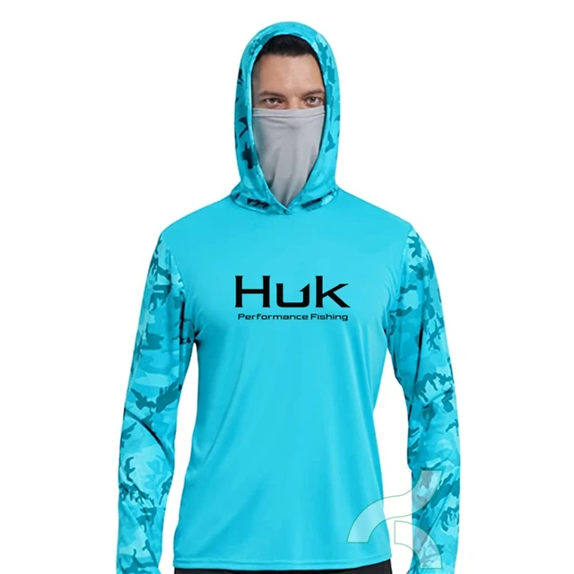 HUK Fishing Shirts Summer Long Sleeve Face Mask Fishing Hooded