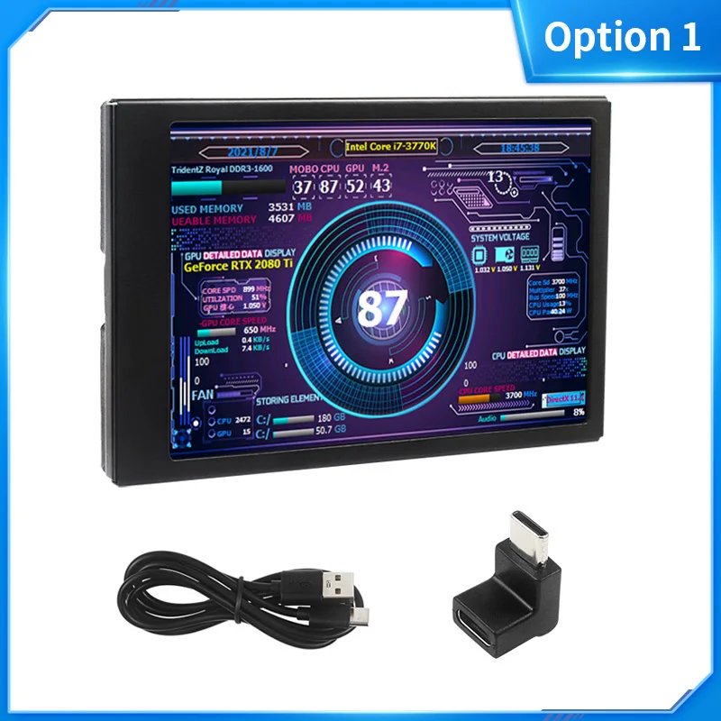 3.5 Inch Type-C Secondary Screen AIDA64 LCD Display CPU GPU RAM Monitoring Optio
