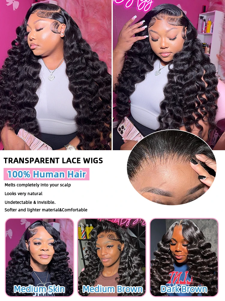 Human Hair Wig Links 30 Inch Loose Wave 13x6 HD Lace Front Human Hair Wigs Brazilian 220% Water Deep Wave 13x4 Lace Frontal Wig Women