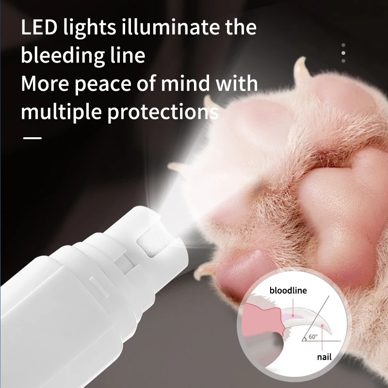Electric Dog Nail Clippers Quiet Emery Nail Grinder Rechargeable USB Charging Pet Paws Grooming Trimmer Tools Dog Supplies