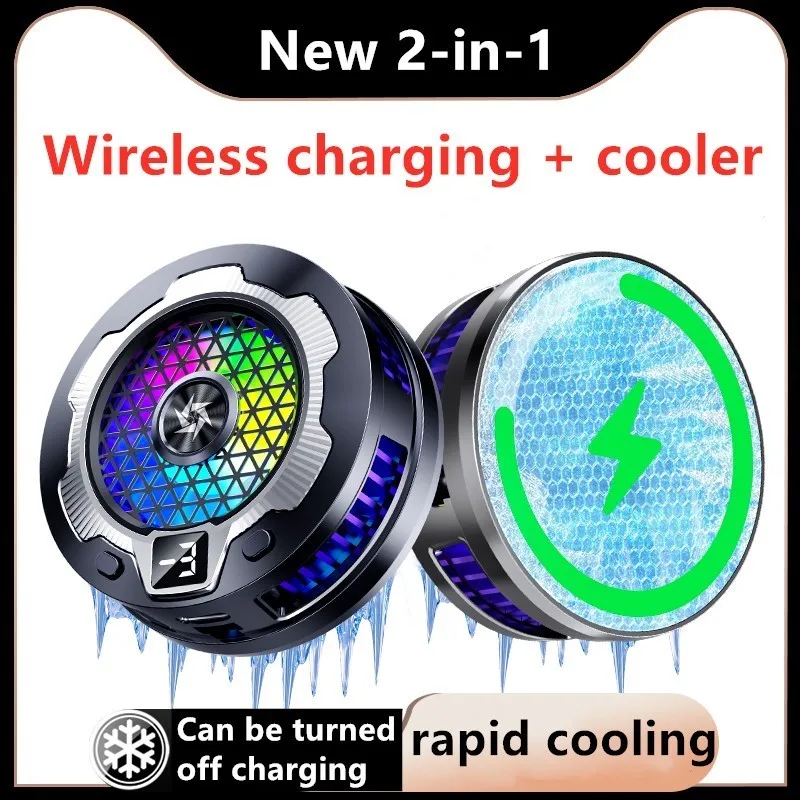Phone Cooler Wireless Charging Magnetic for iPhone15 14 13 12 11 S24Ultra Back Clamped Game Cooling