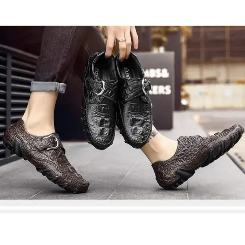

Casual casual leather shoes crocodile leather men's shoes fashionable eight claw non slip shoes