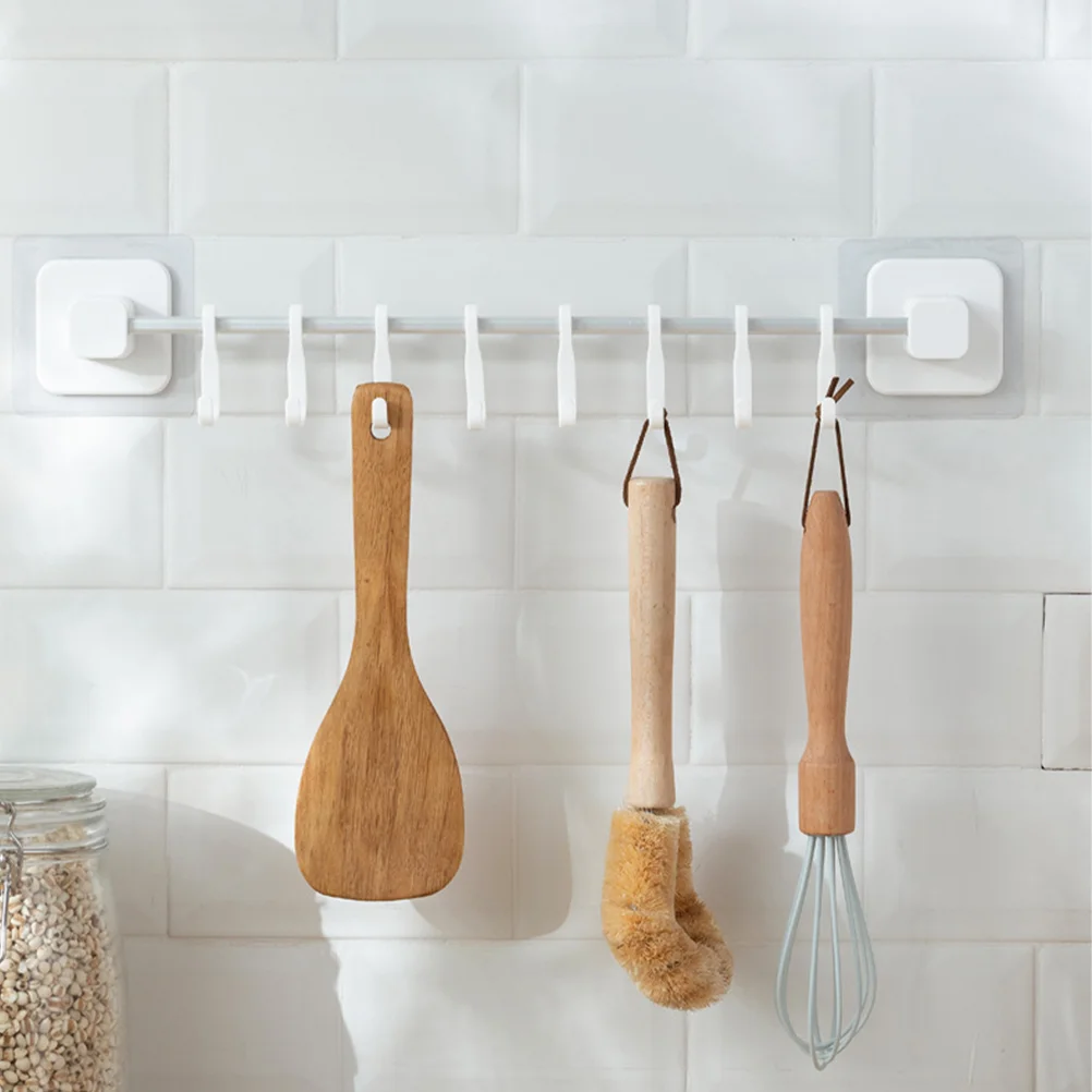 

Kitchen Nail-free Hanging Rack Utensil Shelf Hook Wall Mounted Rail Space Saving Holder Aluminum Hanger Coat Hangers