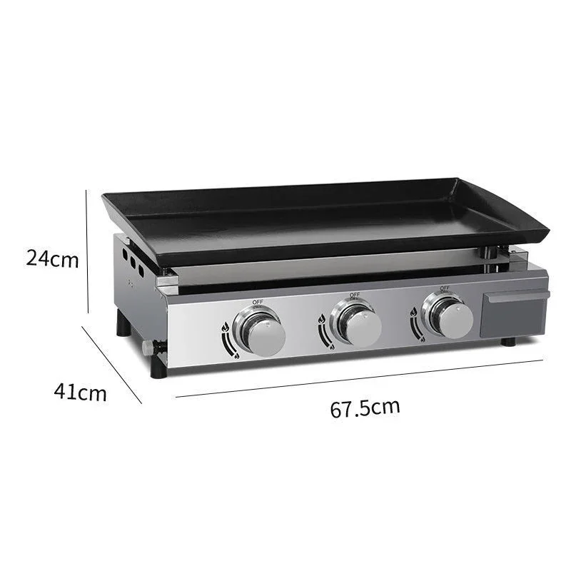 Commercial 2 Knobs Gas Griddle Non-stick Counter Top Plate Snack Equipment Cooking Pot Cooking Appliance BBQ Griddle Portable