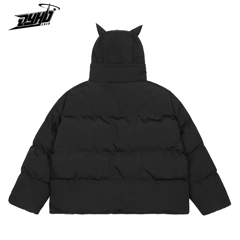 Mens Hip Hop Devil Parka Winter Embroidey Skull Jacket Punk Street Hooded Padded Jacket Y2k Harajuku Warm Thick Coat parka coat parkas coat