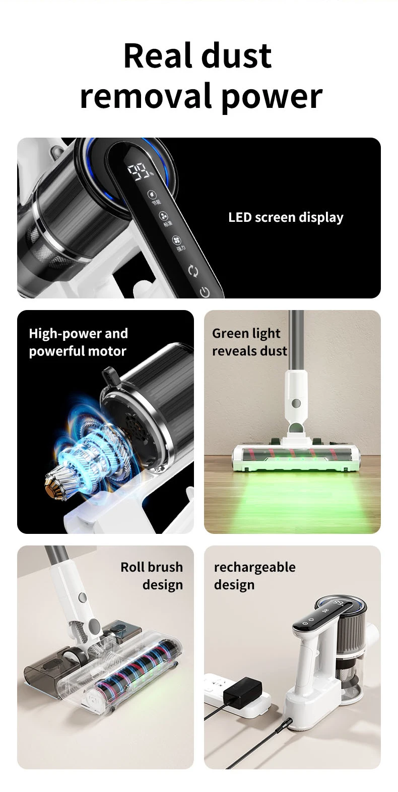 Cordless Vacuum LCD Display and Suction Performance