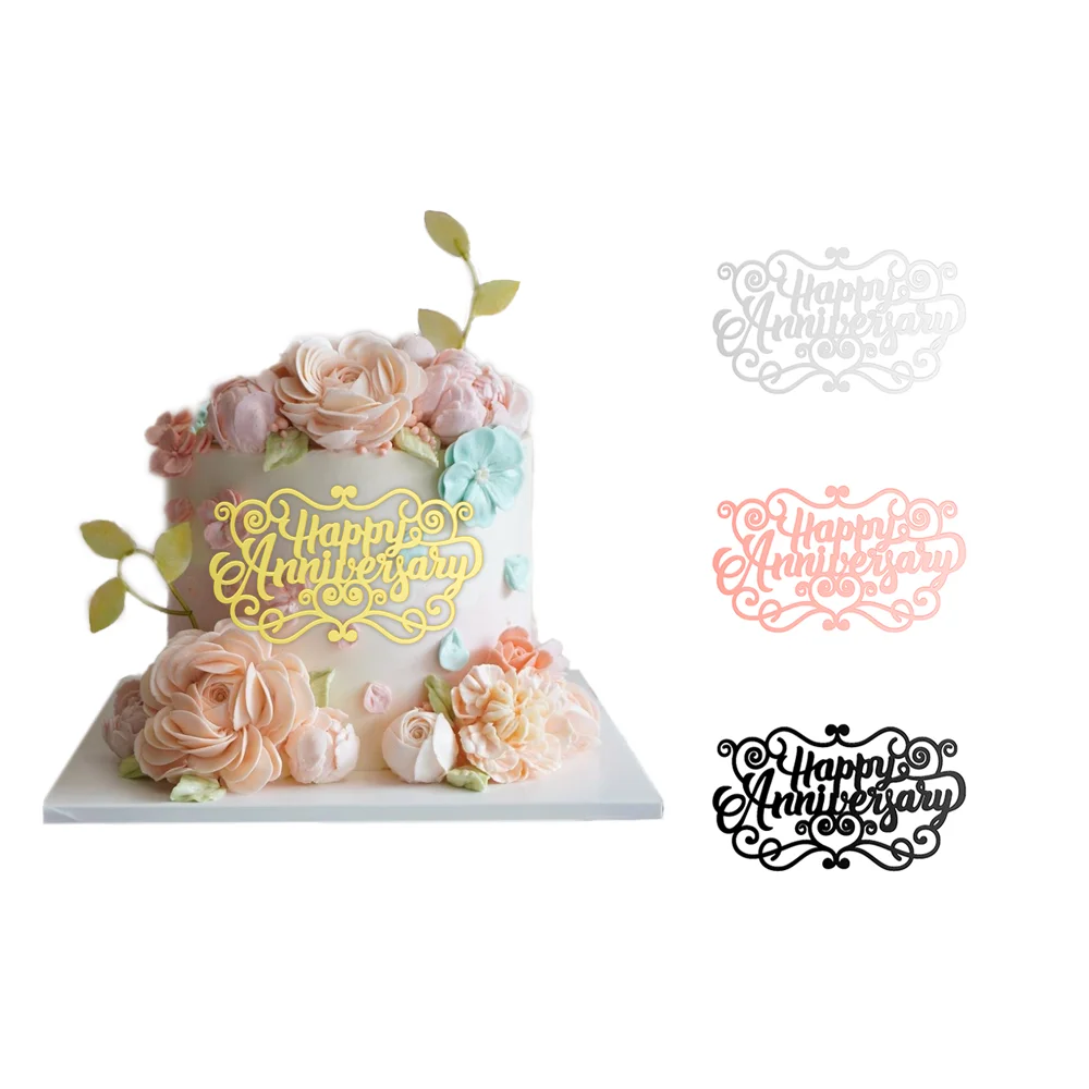 

Happy Anniversary Cake Topper Acrylic Cake Decoration for Anniversary Celebration