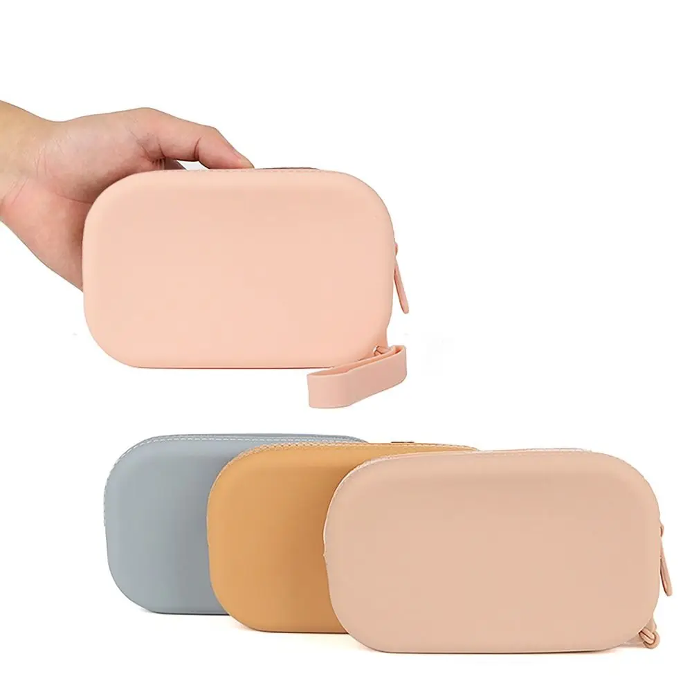 Mini Silicone Organizer Cosmetic Bag Waterproof Smooth Zipper Wallet Coin Purse Travel Pouch Earphone Bag Lipstick Storage Bag
