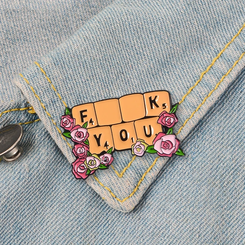 

Rose Flowers Keyboard Enamel Pins Attitude Badges Custom Brooches Bag Clothes Lapel pin Cartoon Plant Jewelry Gift for Cool Guys