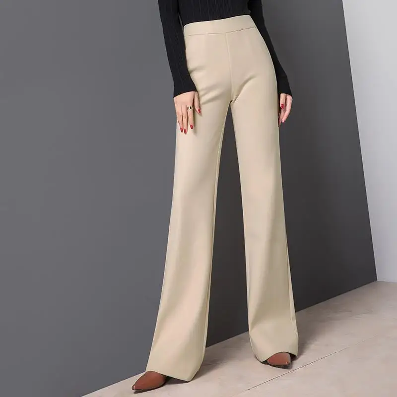 White ice silk chenille wide-leg pants women's 2022 spring and summer drape chiffon straight-leg pants summer pants