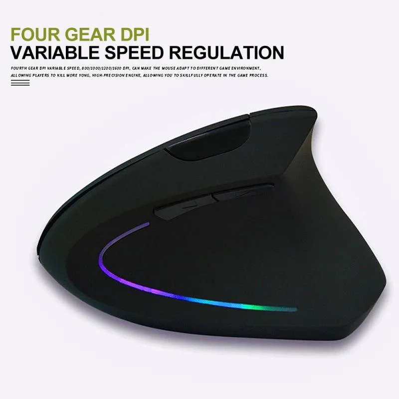 Usb Dual Side Scroll Wheel Mouse para Computador Gamer Mouse Recarregável para Jogos Mouse Vertical Ergonômico 1200dpi Jsy5 2.4g