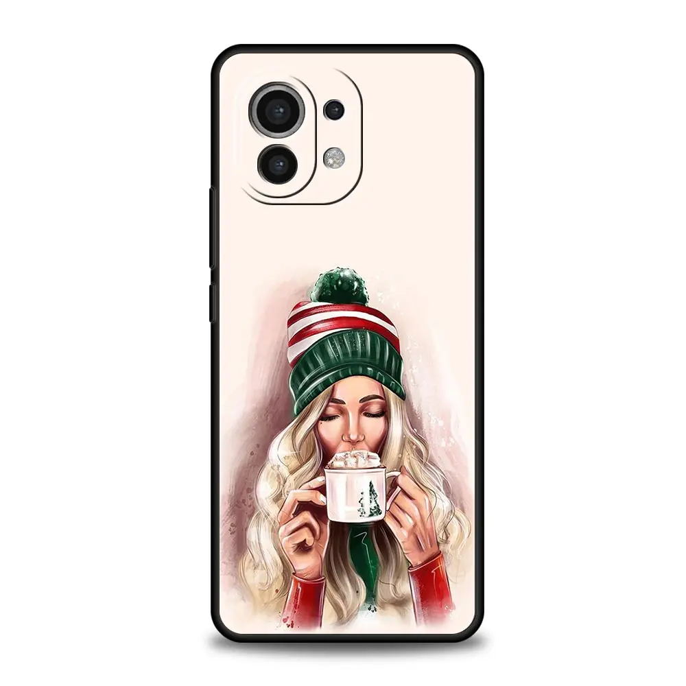 Festive Girls Art Coffee Phone Case - Christmas Edition