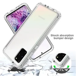 Luxury Candy Color Transparent Shockproof Phone Case - TPU+PC Hybrid Cover - Galaxy S20 Ultra (Clear)