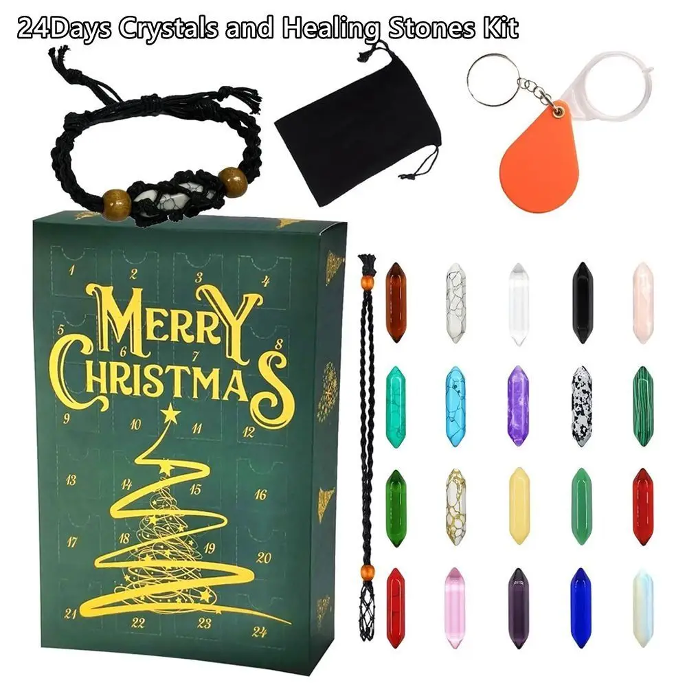 Christmas Advent Calendar Crystals with Chakras Healing Stone Rock Collector