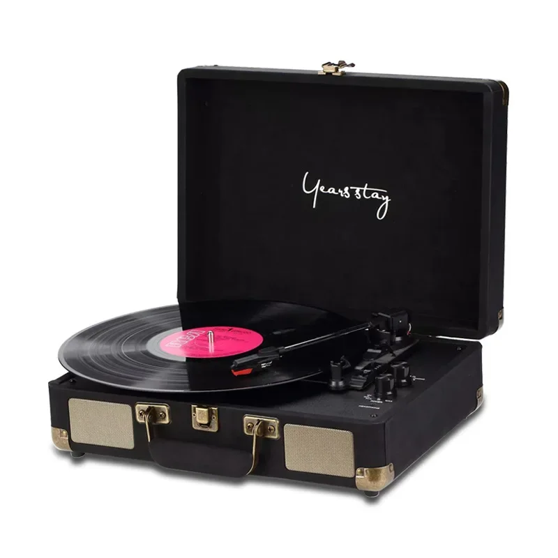 Litchi pattern record player, handheld high-power Bluetooth speaker, electric singer, vinyl phonograph