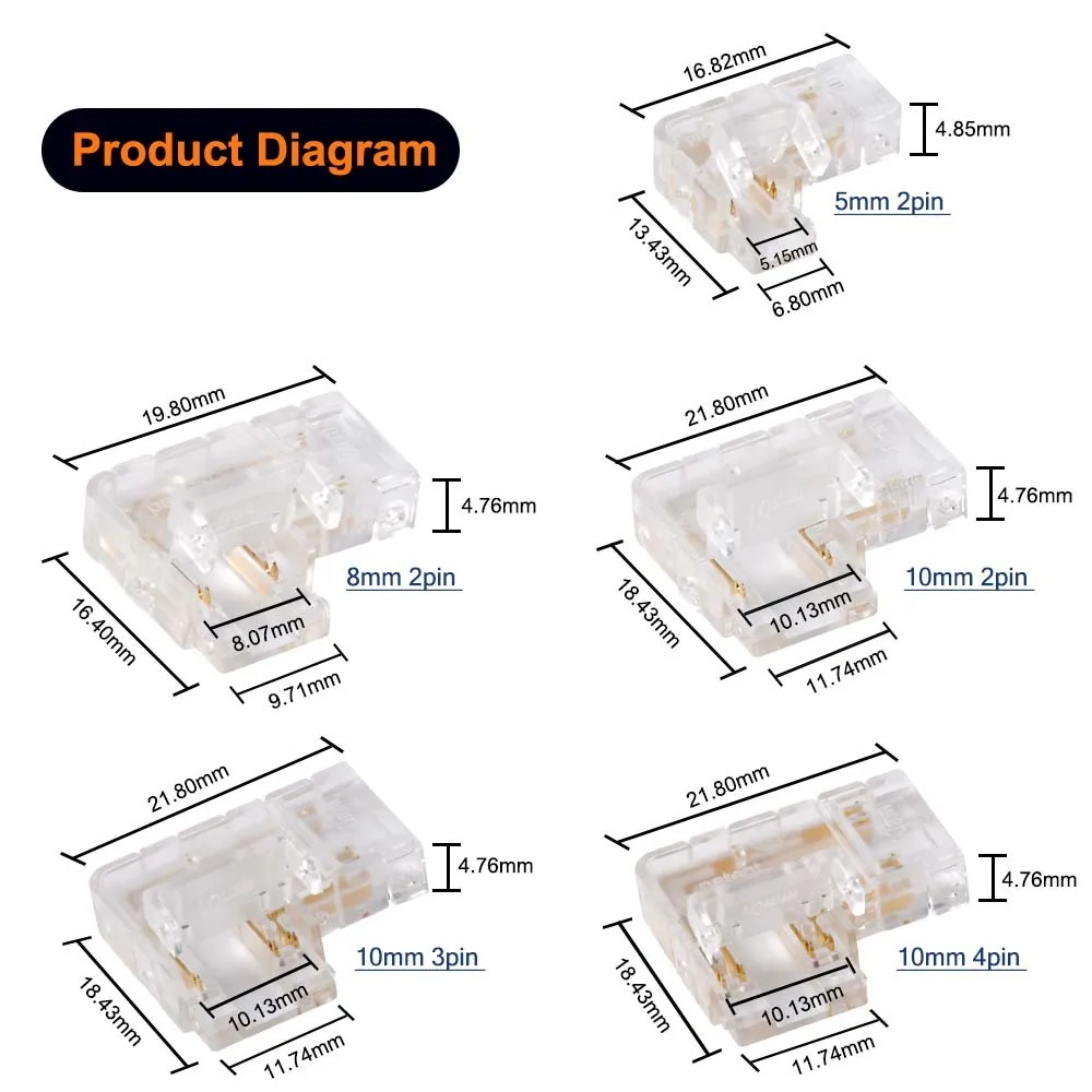 รูปสินค้า ตัวเชื่อมต่อ LED 90 องศา Solderless สำหรับ Strip