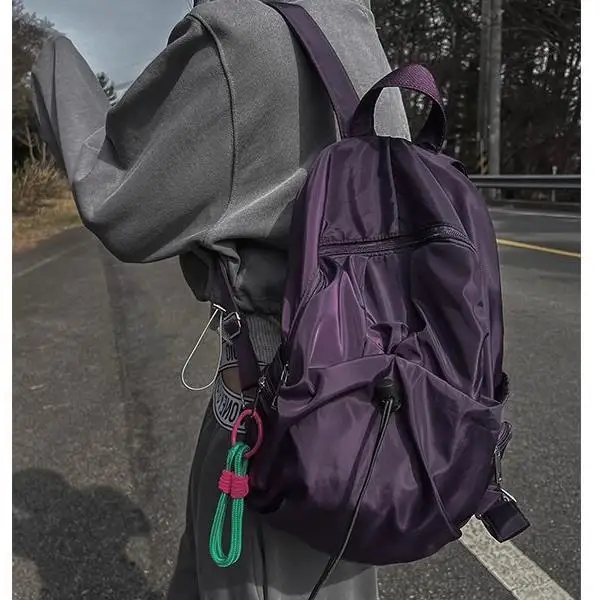 Backpack Nylon Unisex Zipper High-Capacity String Casual