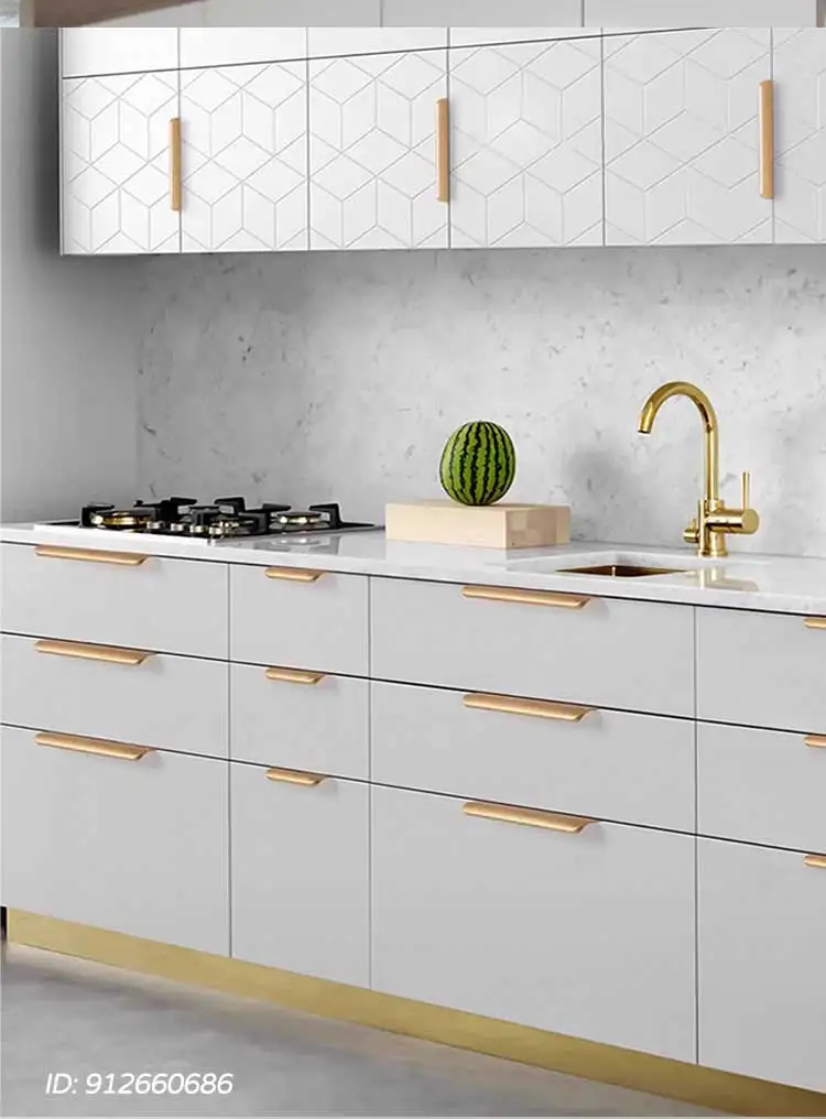 Hidden Furniture Handles Golden Black White Kitchen Cabinet - Temu