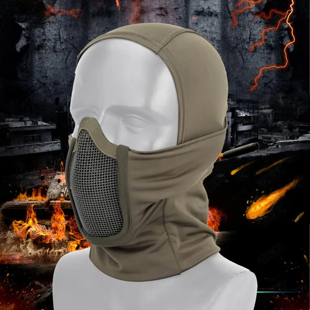 Hunting Mask Headgear Military Combat Balaclava Cap Camouflage Ear Protection Mesh Balaclava Hat Headgear Cycling Supplies