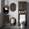 Over The Toilet Storage Cabinet with Open Shelf, Over Toilet Bathroom Organizer with Adjustable Shelf and Double Doors 6