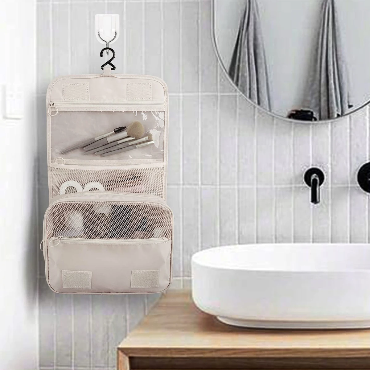 Hanging Travel Toiletry Bags, Multi-functional Cosmetic Bags, Toiletries Storage Bags, Simple Korean Travel Portable