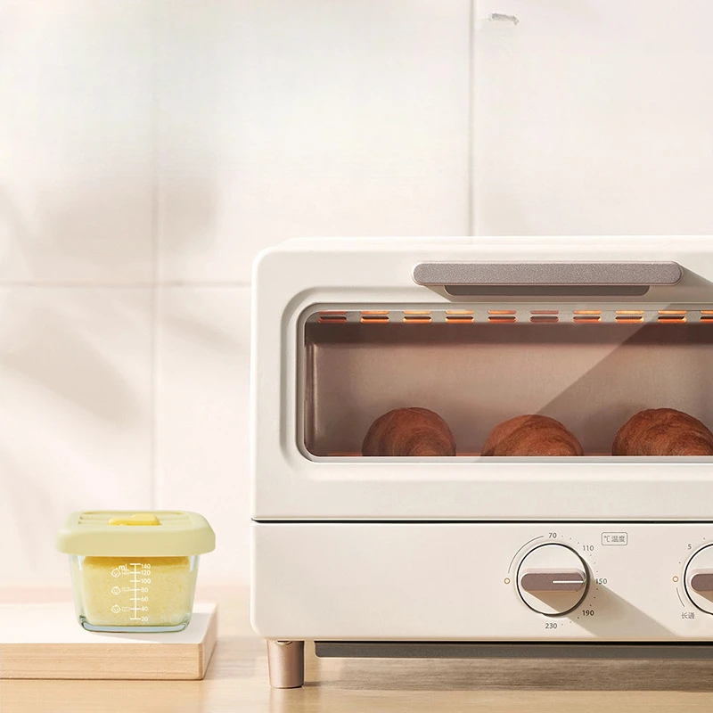 Auxiliary Food Box Sealed Storage Box Glass Preservation Box Freezer Baby Auxiliary Food Bowl Can Be Steamed and Cooked