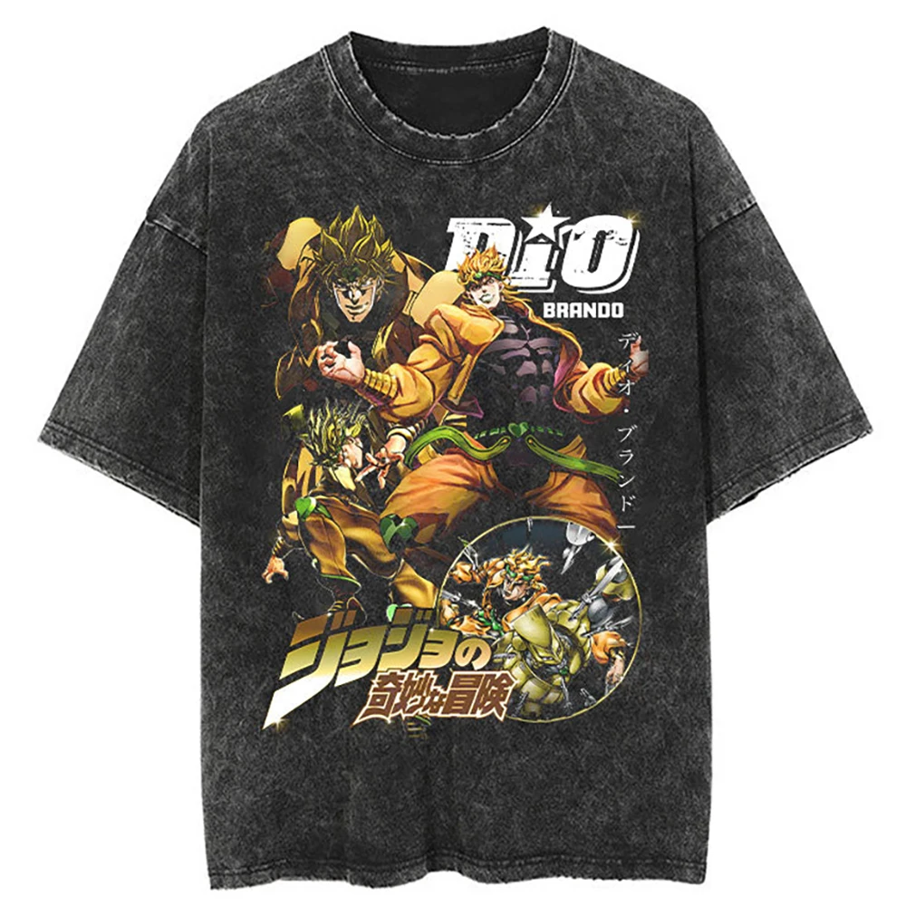 

Summer Men Hip Hop Streetwear Anime Cartoon Jujutsu Kaisen Print T Shirt Retro Harajuku Tshirt Loose Cotton Washed Tops Tees