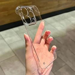 Ultra Thin Transparent Frameless Shockproof Phone Case - Hard Plastic Slim Cover - iPhone 15 Pro (Clear)