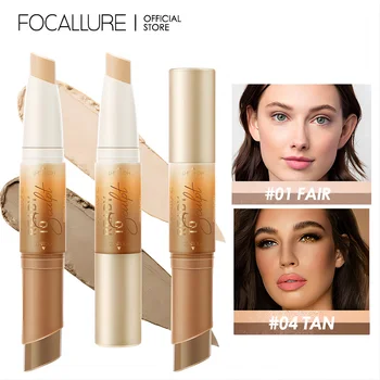 FOCALLURE 페이스 브론저 하이라이터 스틱, 오래 지속되는 방수, 기름기 없는, 건조하지 않은 얼굴 윤곽 메이크업 화장품, 2 in 1