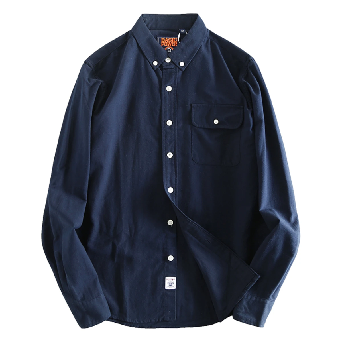 

Men's Spring and Autumn New American Solid Color Long Sleeve Oxford Shirt Casual Shirt