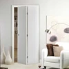 House Decoration 2 Panel White Bifold Closet Door Top Arch Panel Solid Wood Folding Sliding Doors 6
