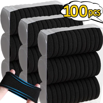 Fasce per capelli alte elastiche per donne Ragazze Fascia per capelli basic nera Fascia per capelli semplice Porta coda di cavallo Copricapo Accessori per capelli