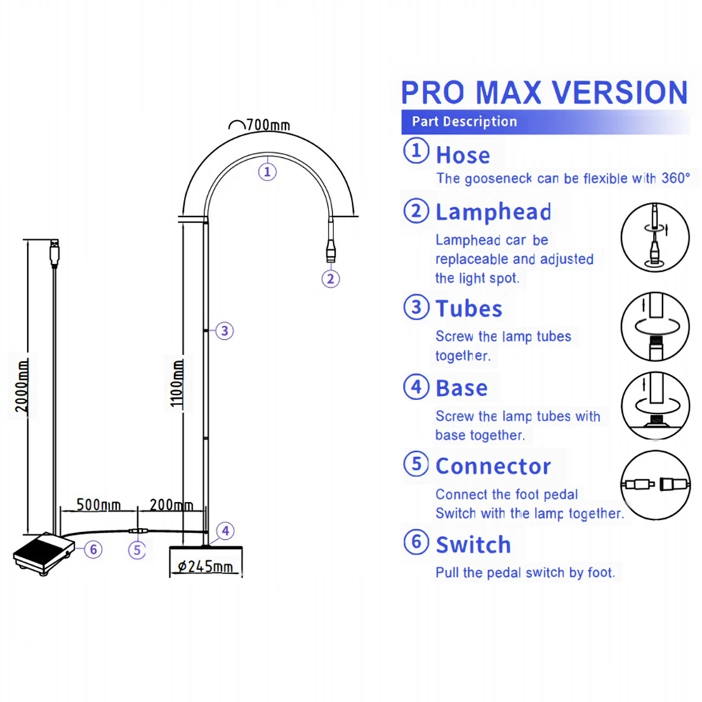 10W Lash UV Curing Lamp Floor with Foot Switch False Eyelash Extension Nail Dryer Grafting Glue Fast Curing Light 5