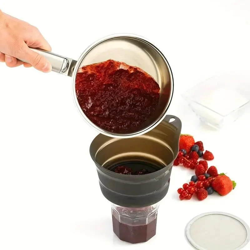1pc Kitchen Red Cup Wine Strainer Filter Tool Collapsible Style Kitchen Juice Basket Red Wine Jam Filter