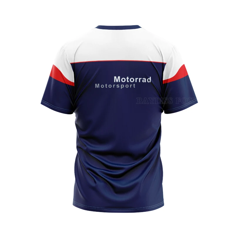 

Motorsport BMW Motorrad T-shirt Blue Motorcycle Motocross Superbike Motos Riding Quick Dry Summer Men's Do Not Fade