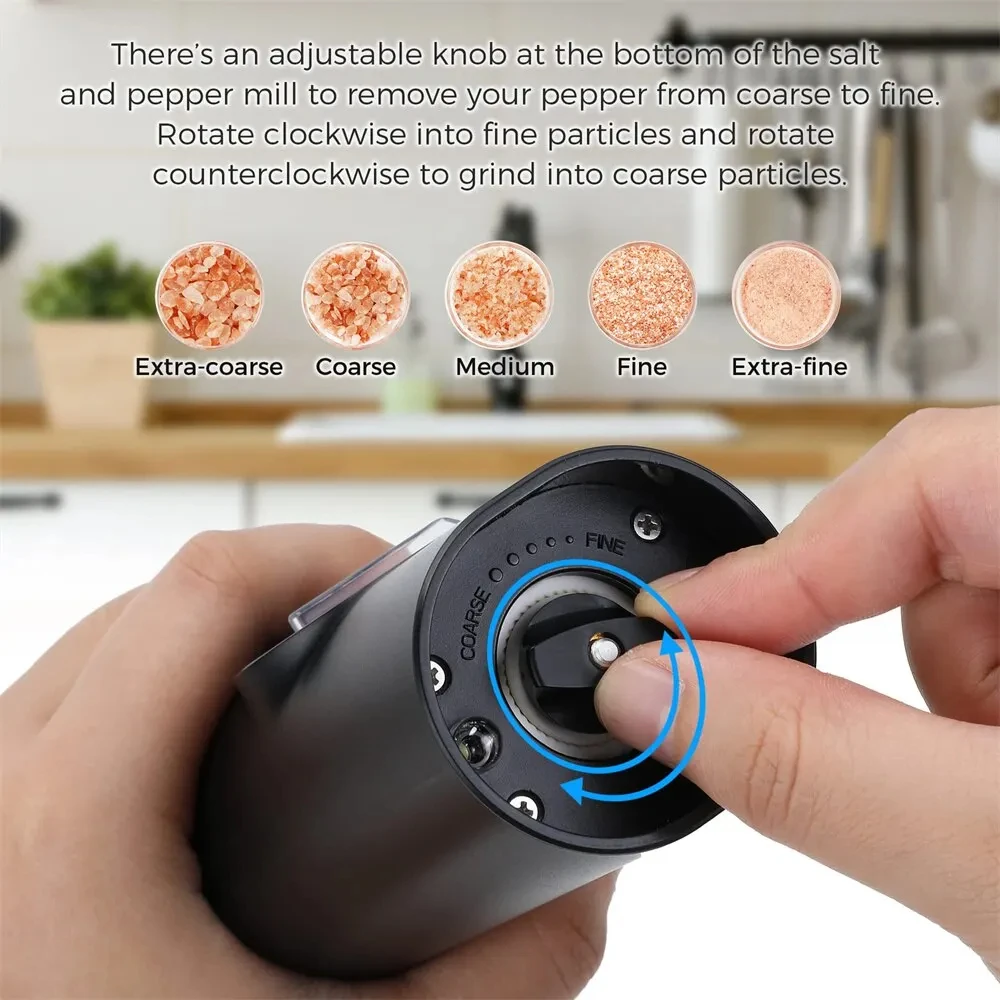 Description Picture 5 of itemElectric battery Automatic Salt And Pepper Grinder Set Rechargeable Gravity Spice Mill Adjustable Kitchen Tools